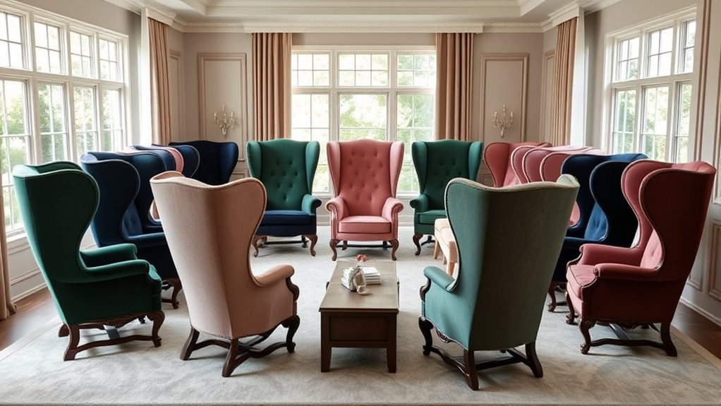 elegant high back wing chairs