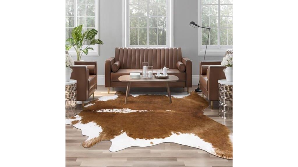 faux cowhide rug size