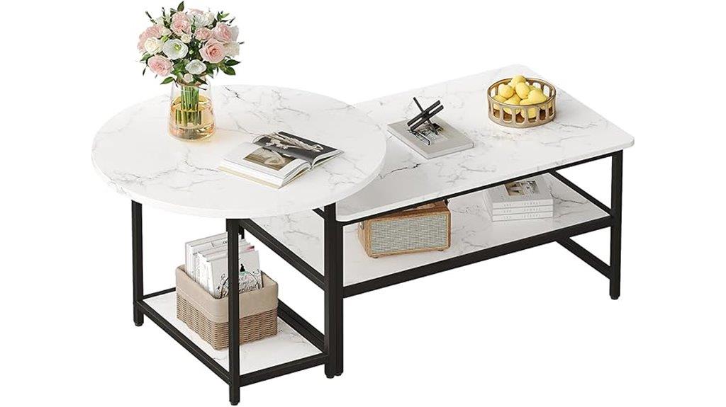 faux marble adjustable coffee table