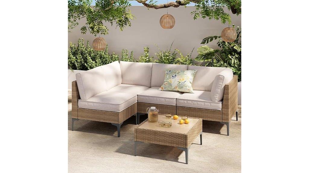 five piece wicker patio set