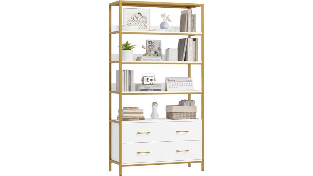 five tier bookshelf drawers