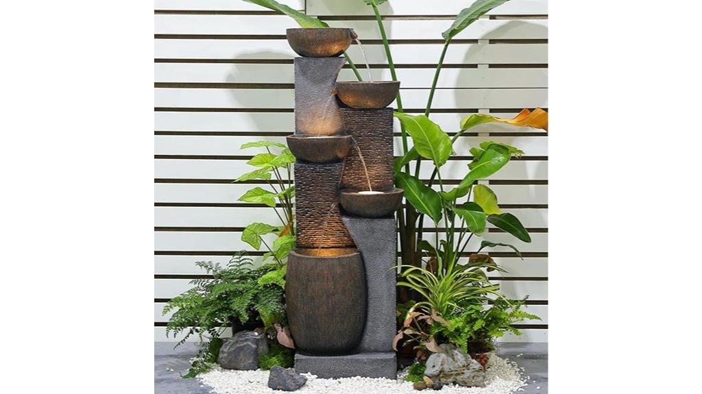 five tier lit water fountain
