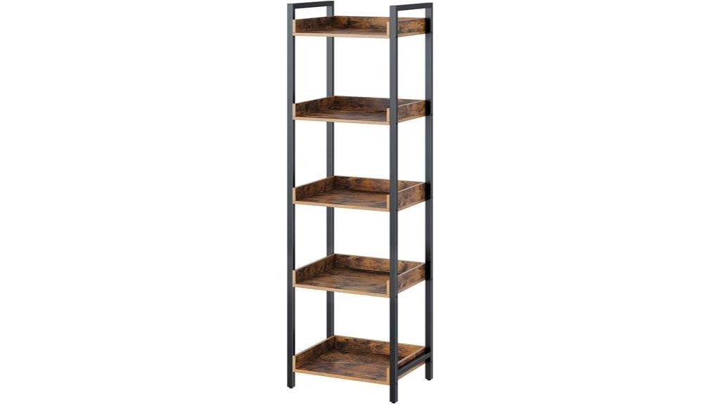 five tier wooden bookshelf