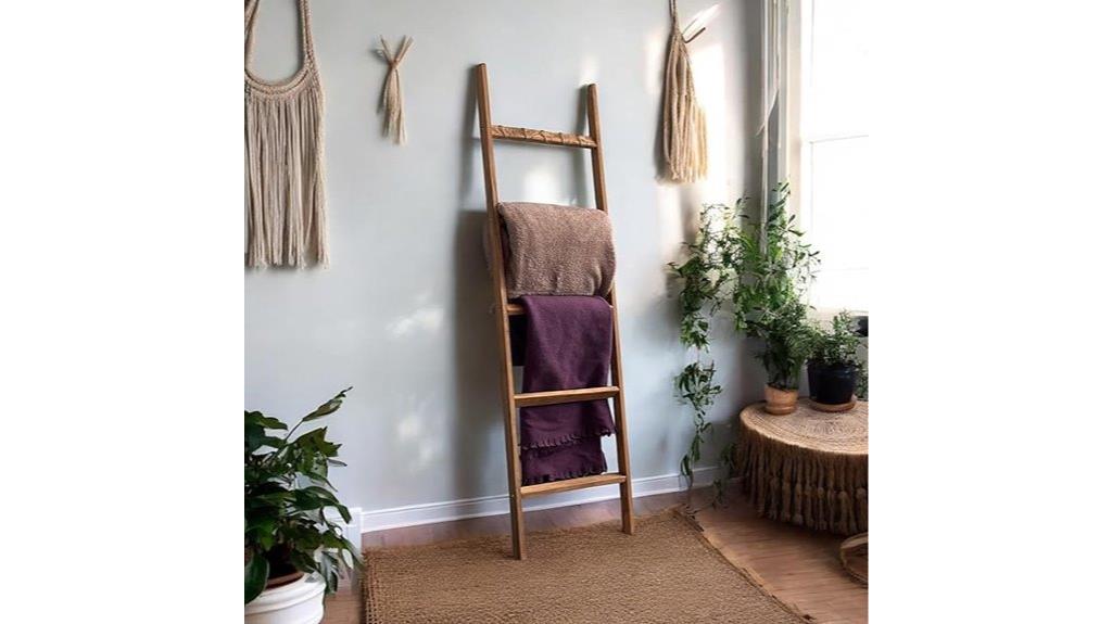 five tier wooden wall ladder