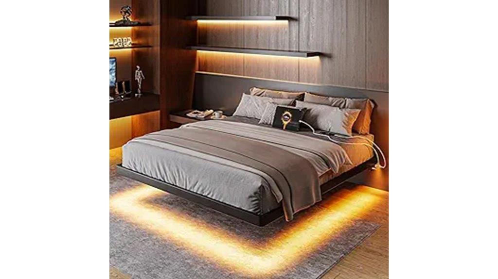 floating bed with lights