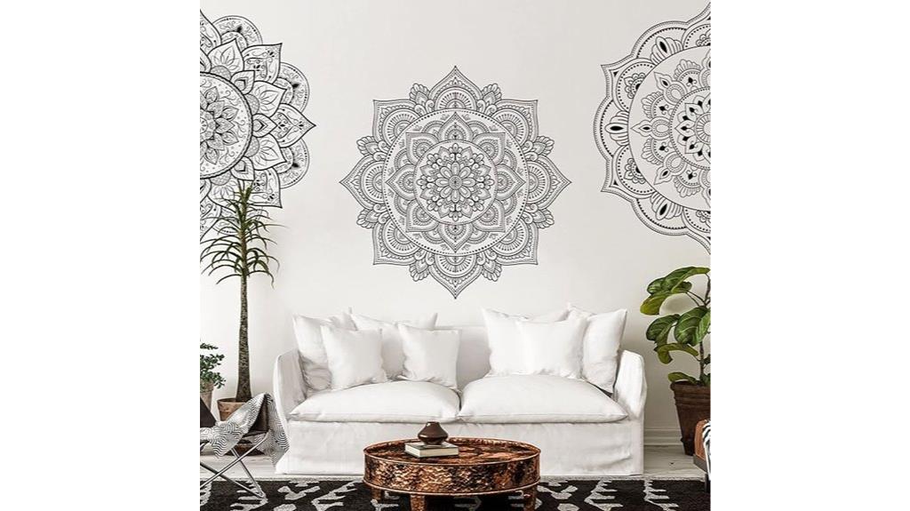 four piece mandala wall decals