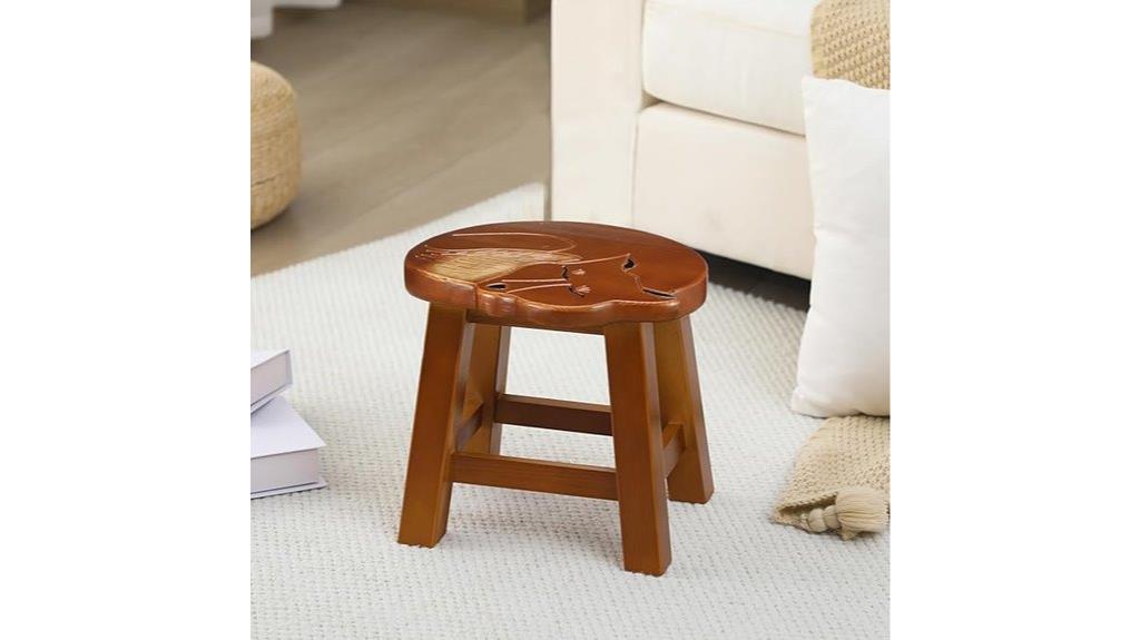 fox shaped wooden footstool