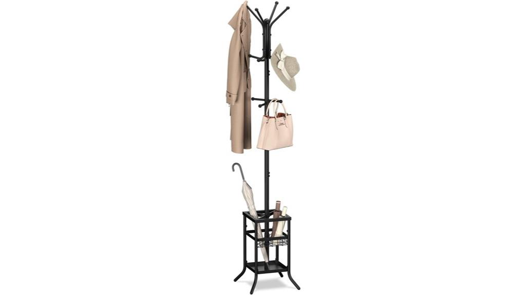 freestanding coat rack with umbrella holder