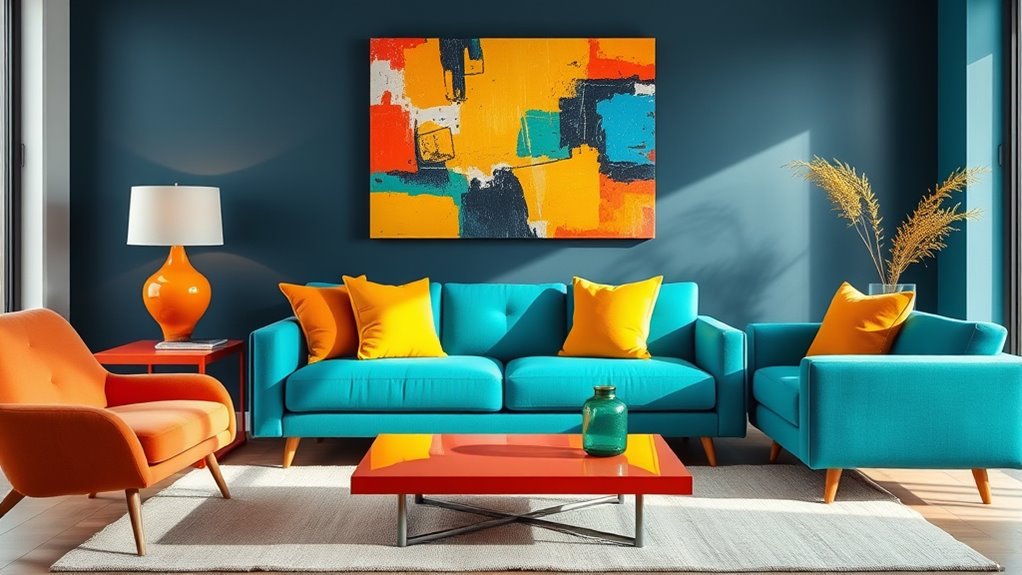 furniture accentuates color blocks