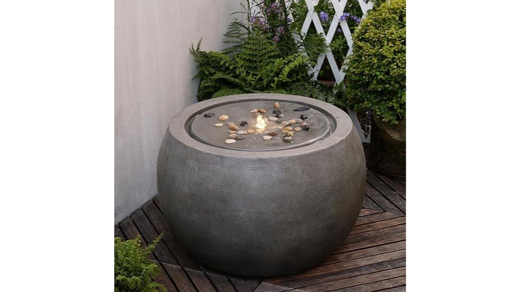 garden fountain with lights