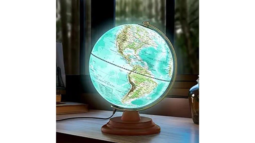 globe with wooden stand