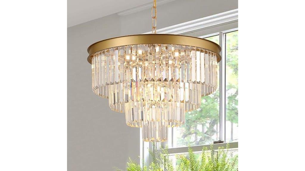 gold 24 inch crystal chandelier