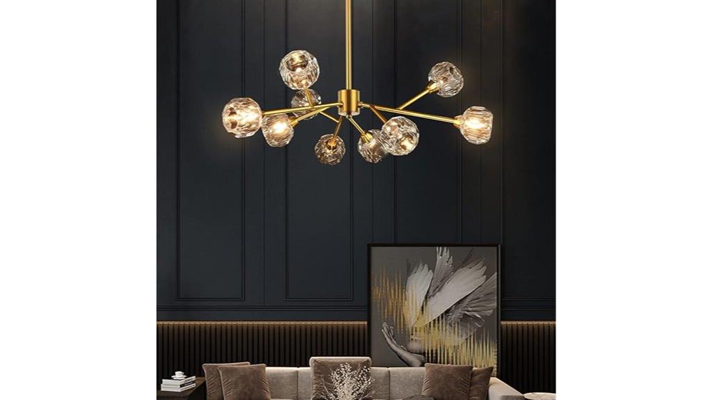gold 9 light crystal sputnik