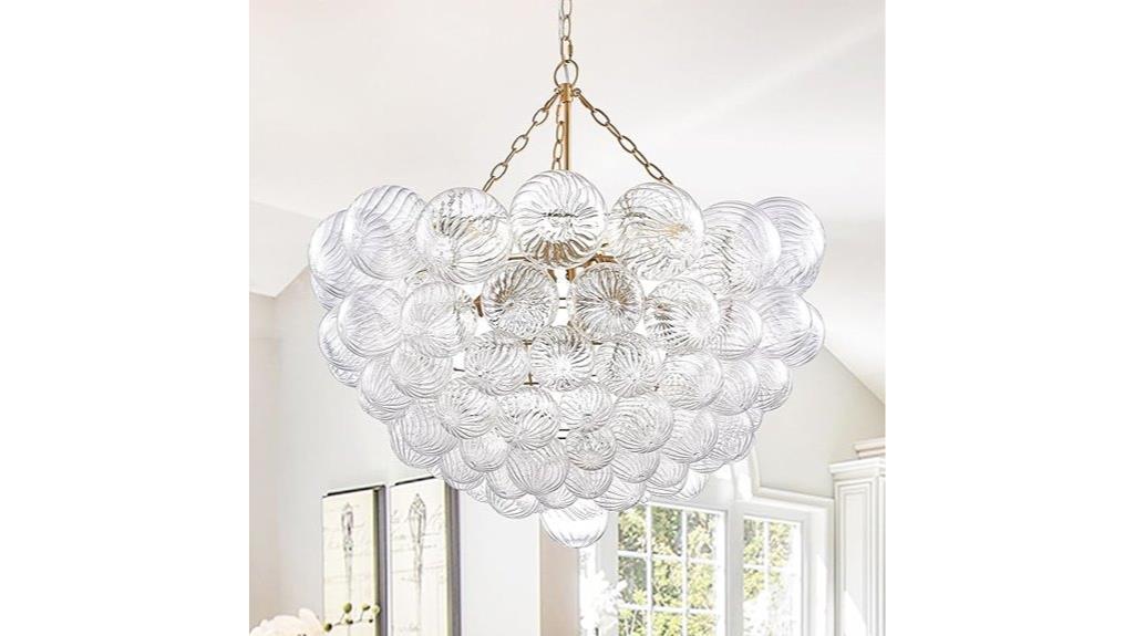 gold and clear bubble chandelier