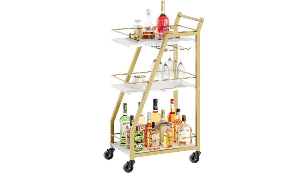 gold mobile bar cart