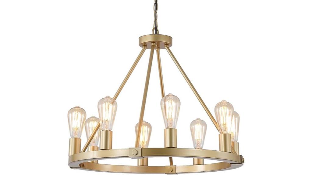 golden wagon wheel chandelier