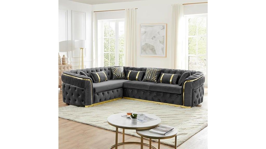 gray velvet chesterfield sofa