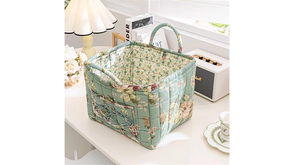 green boho fabric hamper