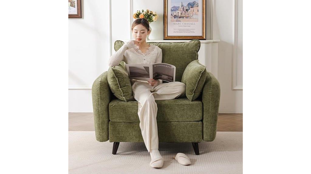 green chenille storage chair