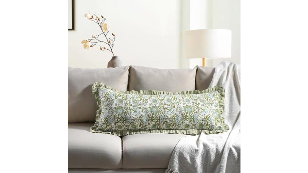 green cotton ruffle sham