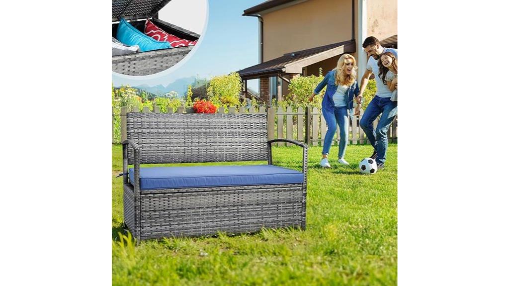 grey 60 gallon storage bench