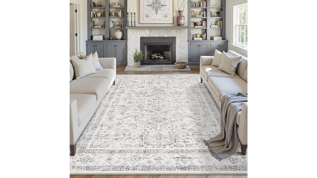 grey vintage washable rug