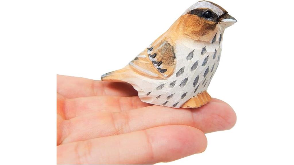 hand carved sparrow figurine