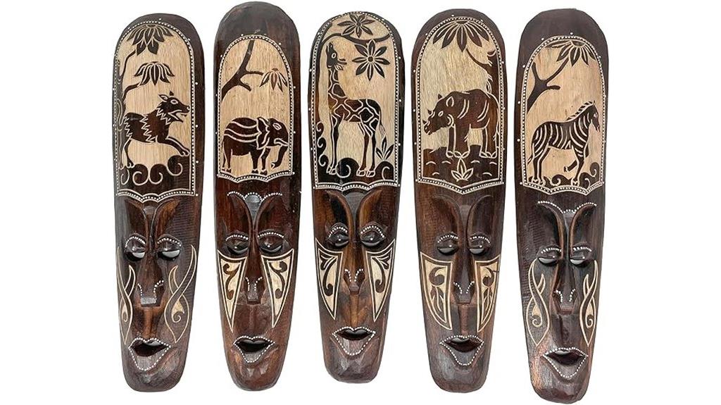 hand carved wooden animal masks