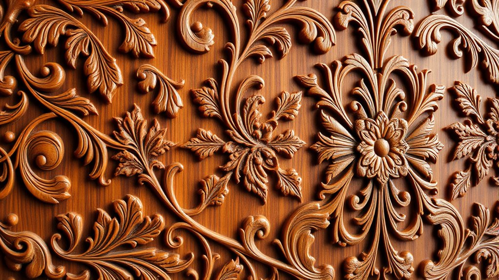 hand carved wooden wall panels