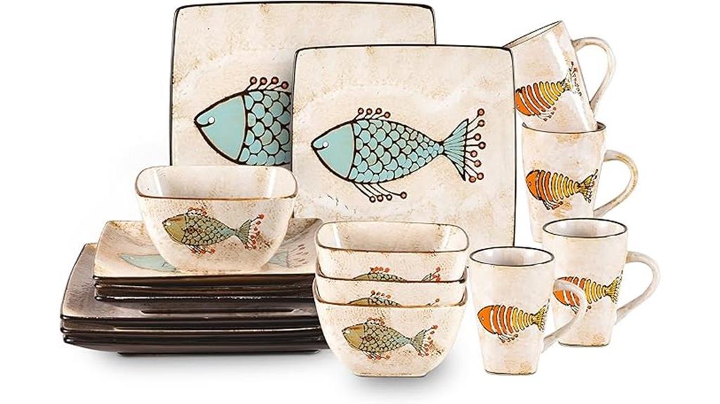 hand painted fish dinnerware
