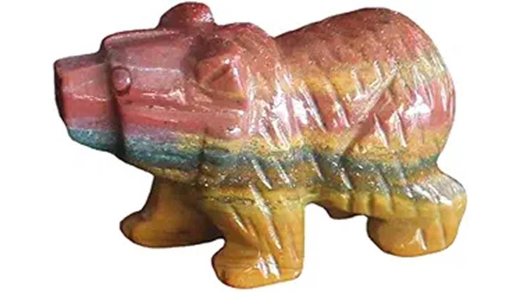 handcrafted gemstone bear sculpture