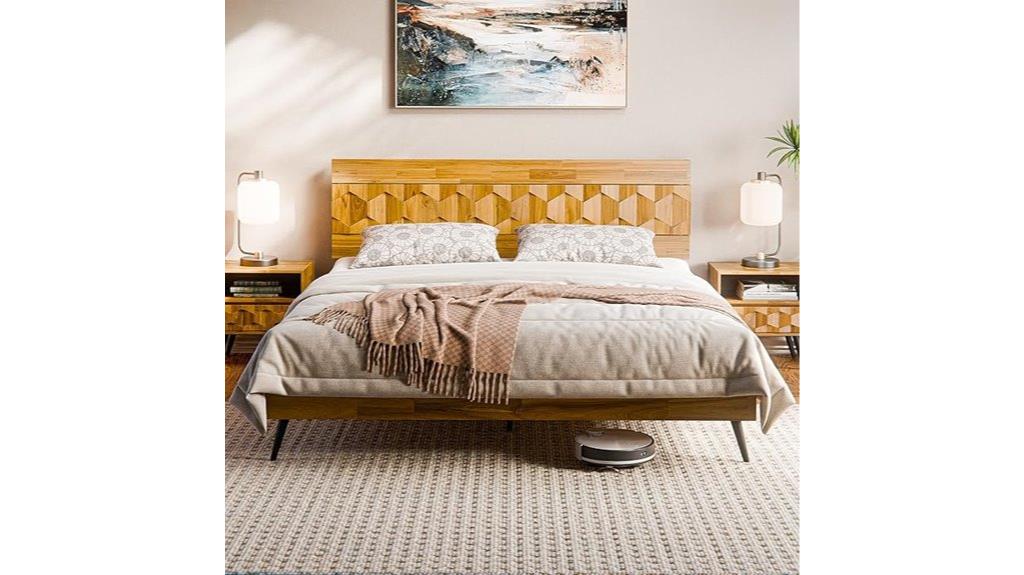 handcrafted geometric headboard