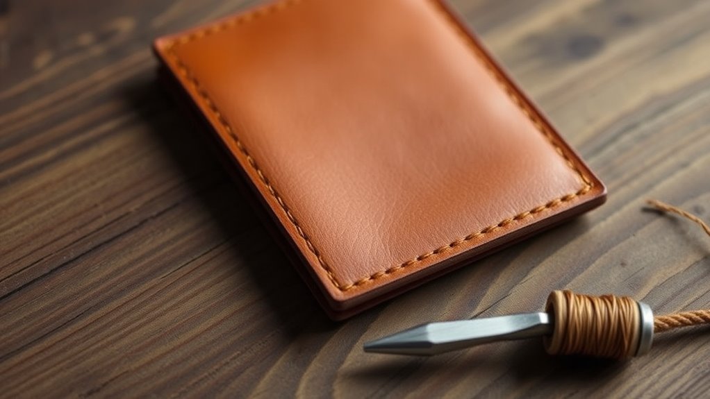 handcrafted leather wallet construction