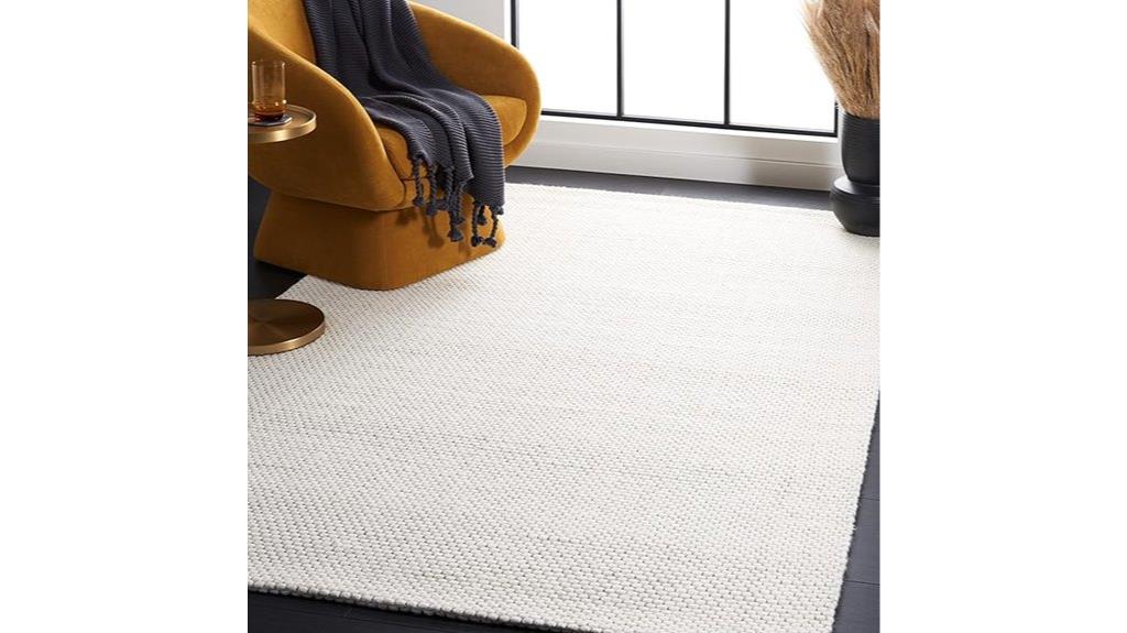 handmade ivory wool rug