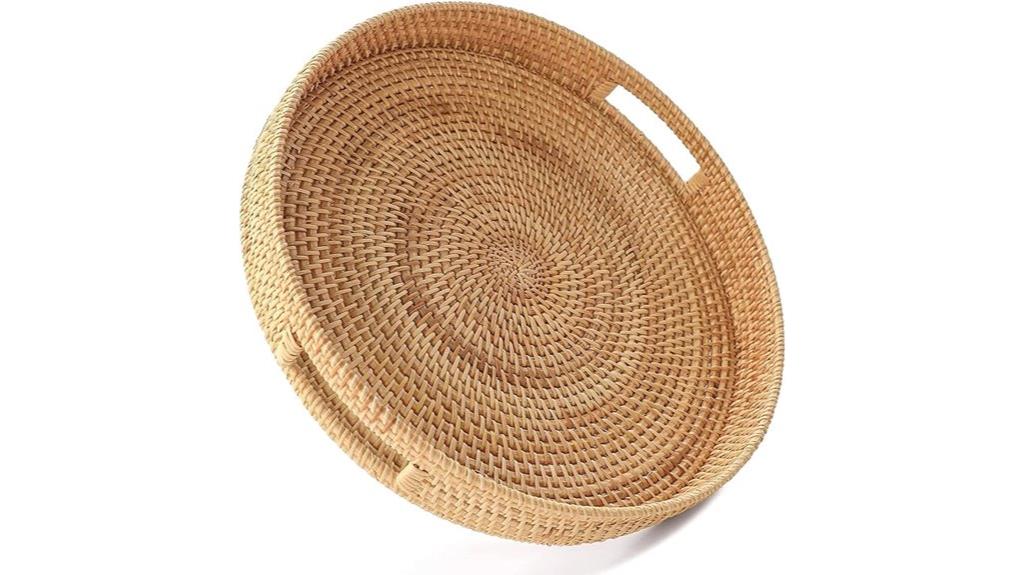handwoven rattan tray