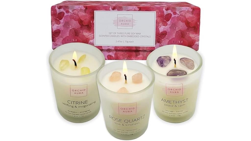 healing crystal candle set