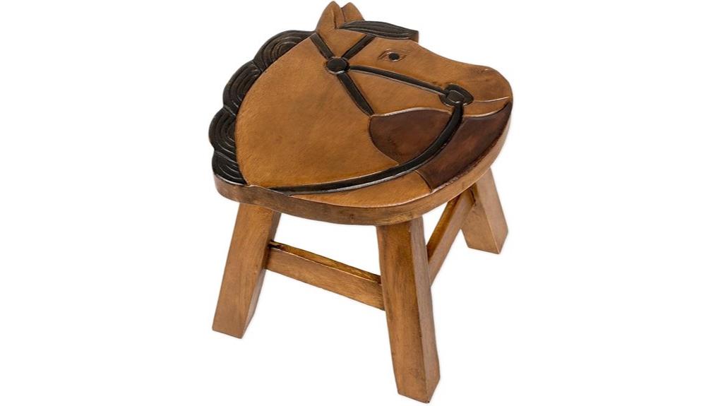 horse shaped acacia stool