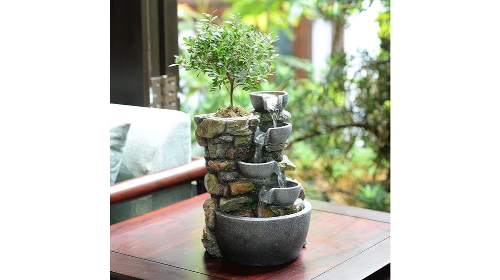 indoor four bowl rock fountain