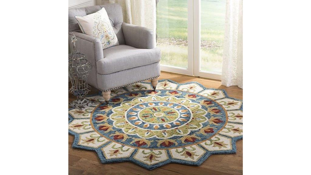 ivory blue round rug