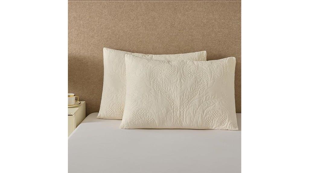 ivory damask embroidered pillowcases
