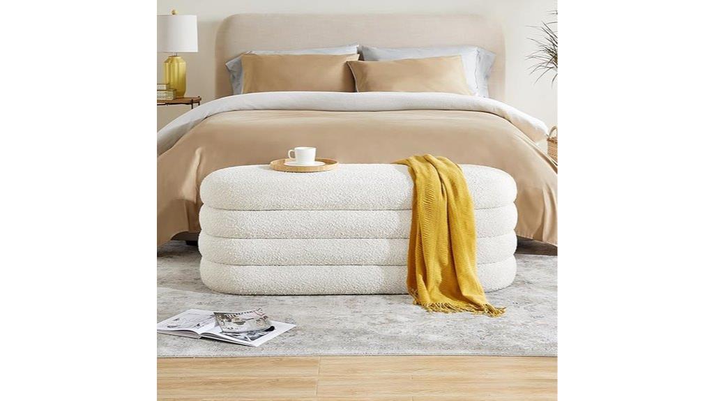 ivory fabric storage ottoman