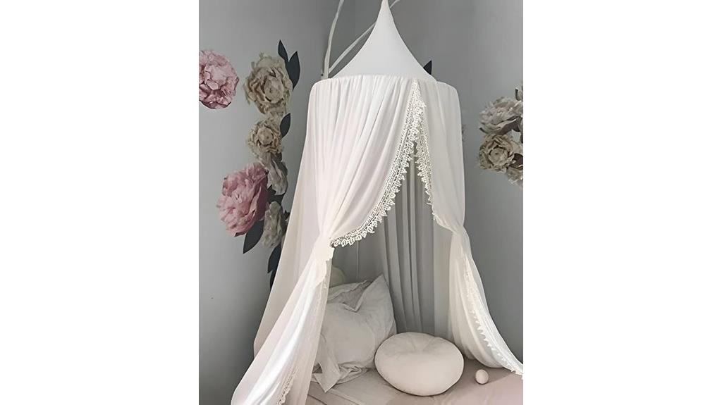 kids bed canopy with pom poms
