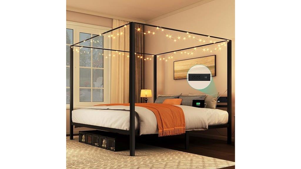 king canopy bed with led