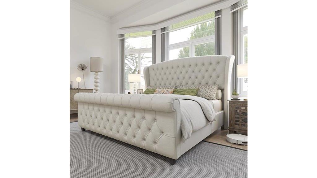 king size upholstered bed