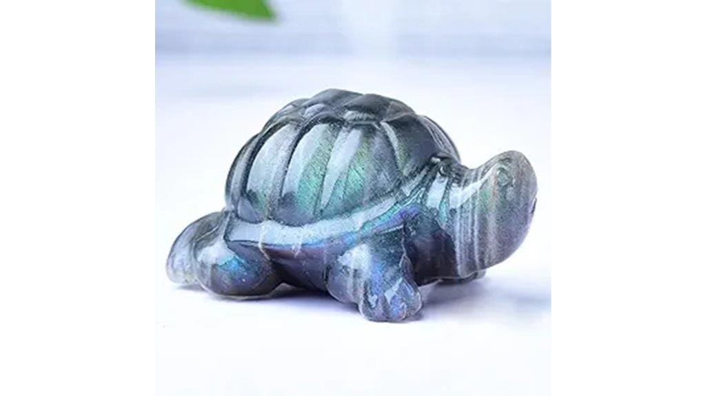 labradorite turtle healing figurine