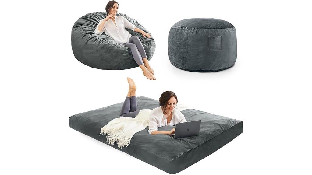 large charcoal bean bag