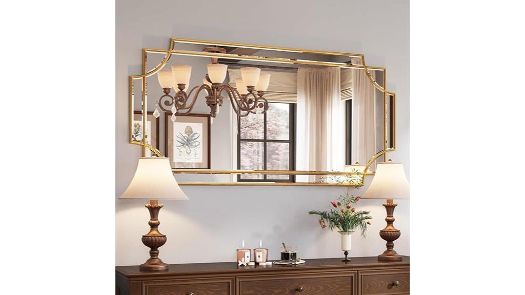 large gold beveled mirror