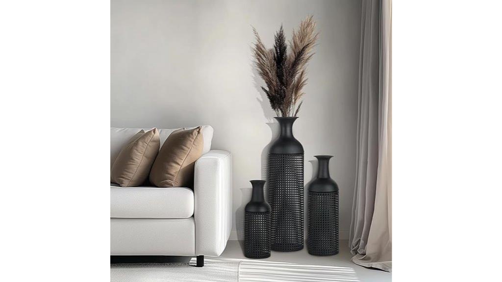 large metal floor vases