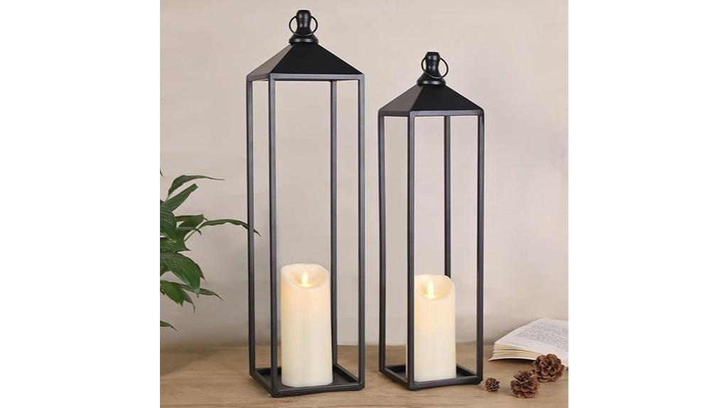 large metal lanterns set