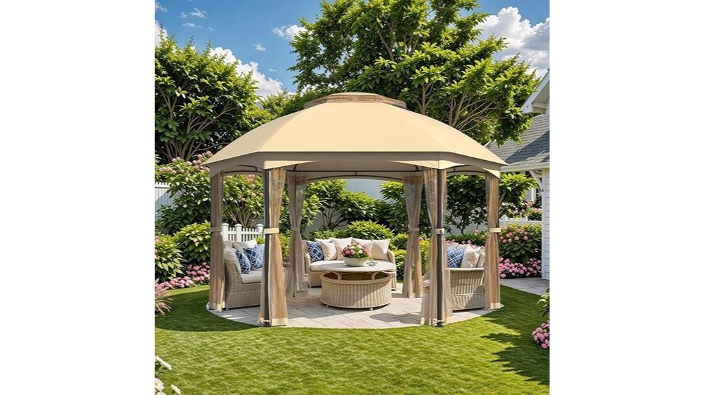 large outdoor gazebo with netting